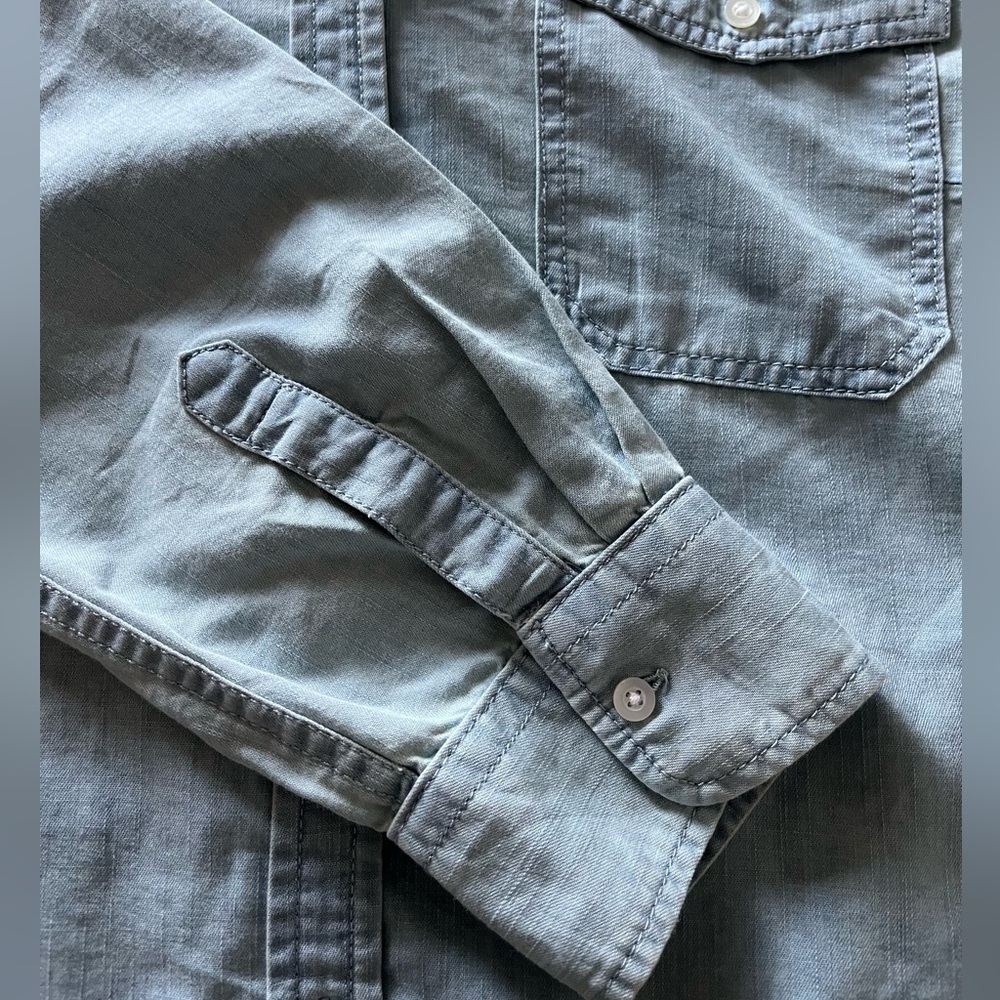 Talbots Light Wash Chambray Button-Down Shirt - Picture 4 of 5